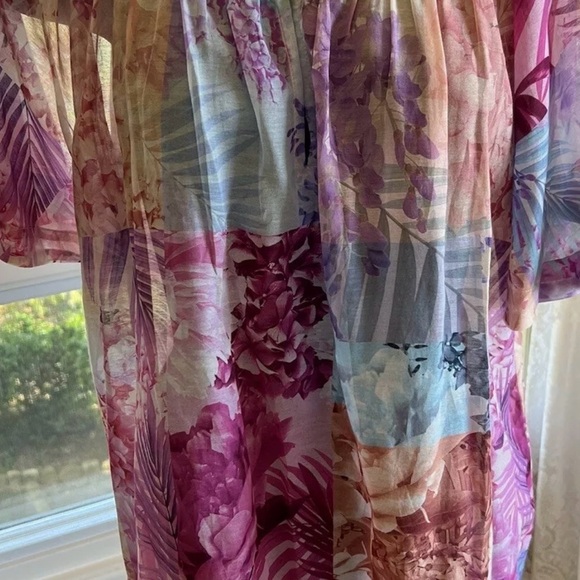 NWT Johnny Was Size Large Esme Floral Short Sleeve Sheer Peasant $225 (A5) - Picture 4 of 13